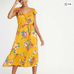 Old navy yellow floral dress XS